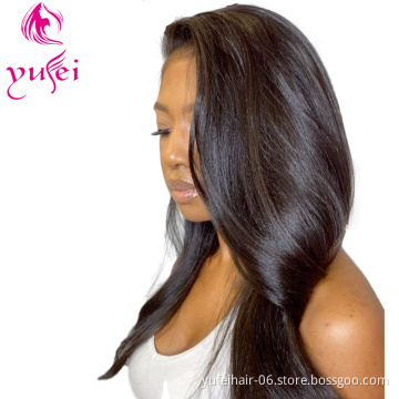 100% virgin brazilian human hair straight pre plucked long hair wigs lace frontal closure women wig